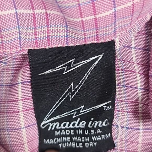 Vintage 70s Pink Plaid Button Down Shirt - Picture 5 of 12
